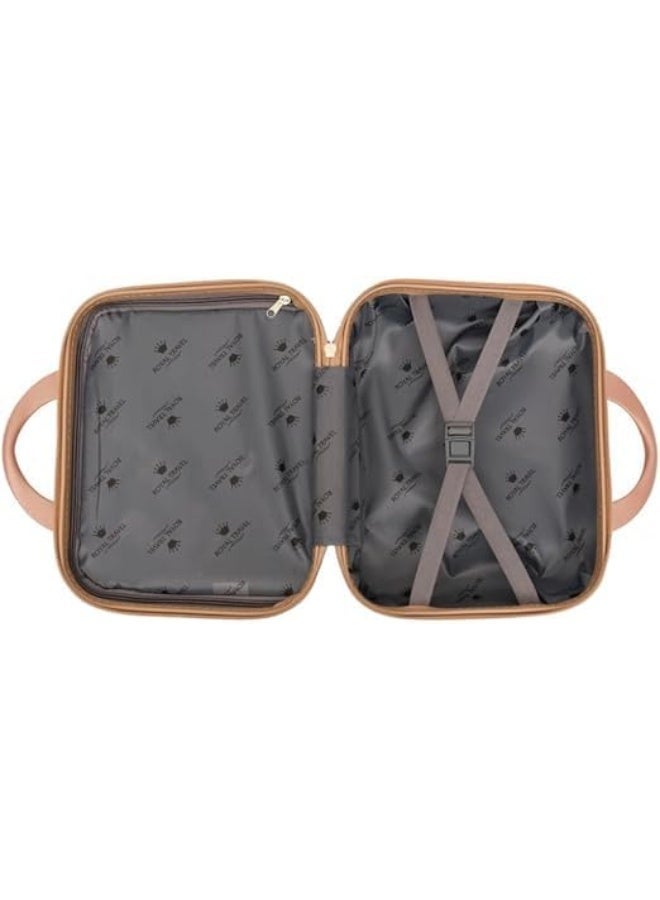 حقيبة مكياج صلبة بتصميم متاهة مقاس 13.5 بوصة، حقيبة زينة محمولة مزودة بحزام مطاطي متعدد الجيوب، لون ذهبي - Image 2